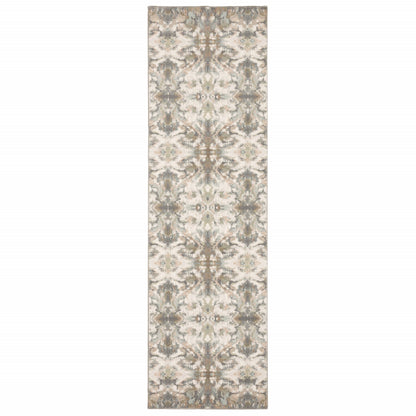 4' X 6' Ivory And Gray Ikat Area Rug
