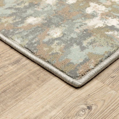 7' Ivory Gray Abstract Ikat Indoor Runner Rug
