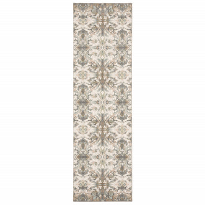 4' X 6' Ivory And Gray Ikat Area Rug