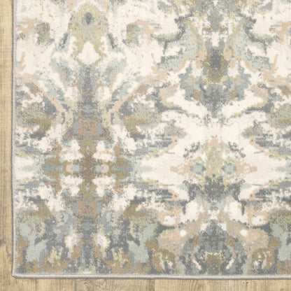 4' X 6' Ivory And Gray Ikat Area Rug