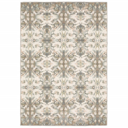 4' X 6' Ivory And Gray Ikat Area Rug
