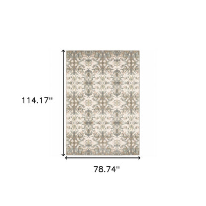 4' X 6' Ivory And Gray Ikat Area Rug
