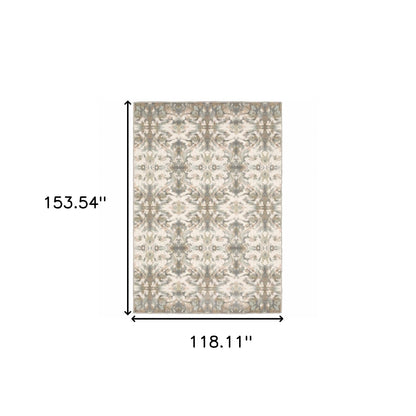 4' X 6' Ivory And Gray Ikat Area Rug