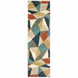2' X 3' Blue Green And Beige Abstract Geometric Area Rug