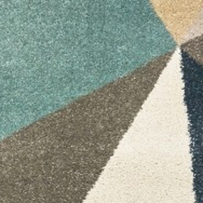 3' X 6' Blue Green Beige Retro Wedge Indoor Indoor Area Rug