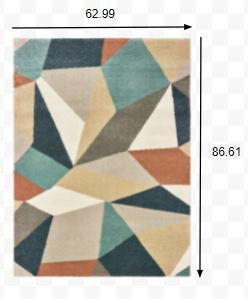 3' X 6' Blue Green Beige Retro Wedge Indoor Indoor Area Rug