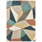 6' X 9' Blue Green Beige Retro Wedge Indoor Indoor Area Rug