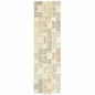 6' X 9' Ivory Blue And Red Geometric Area Rug