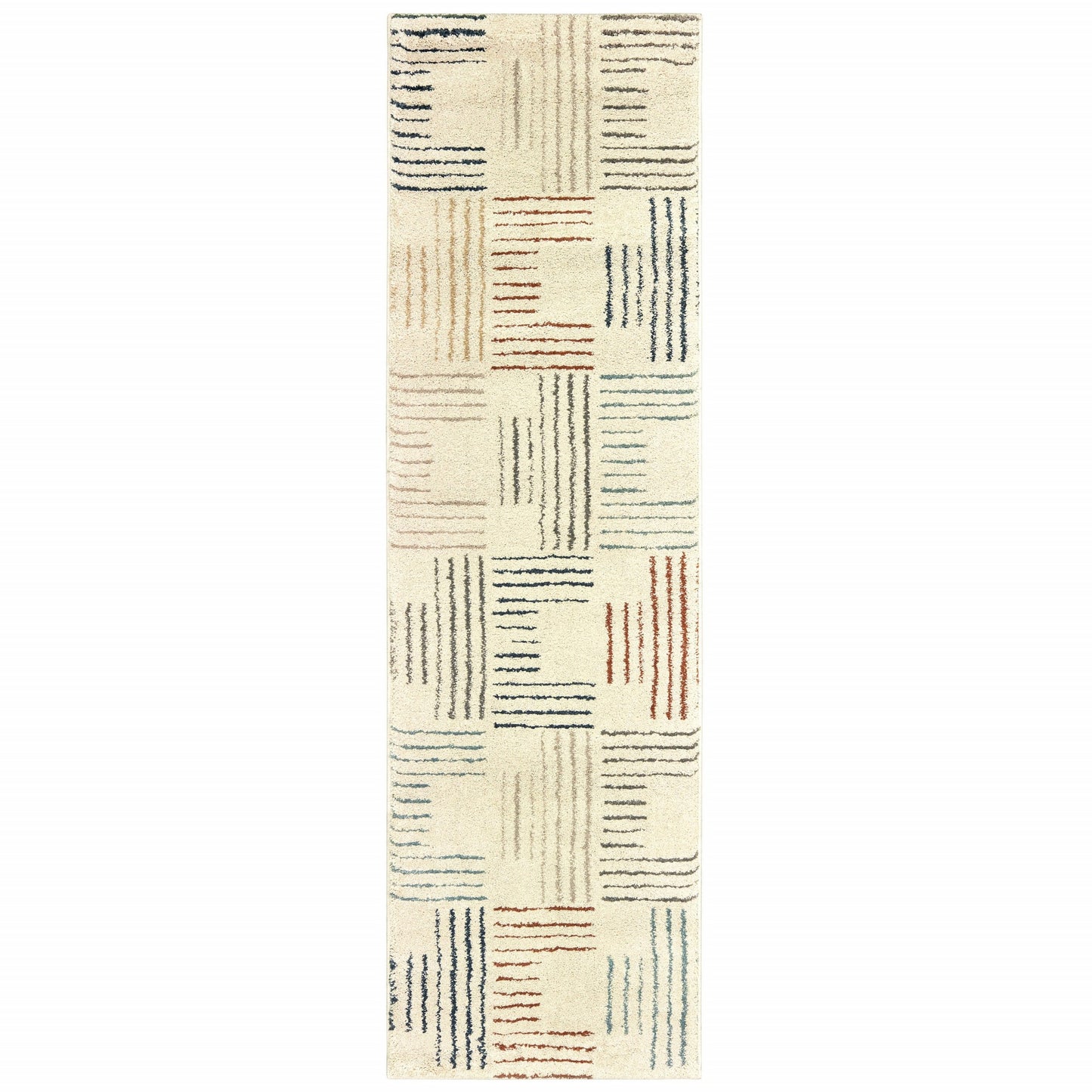 6' X 9' Ivory Multi Neutral Tone Scratch Indoor Area Rug