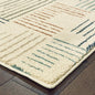 6' X 9' Ivory Blue And Red Geometric Area Rug