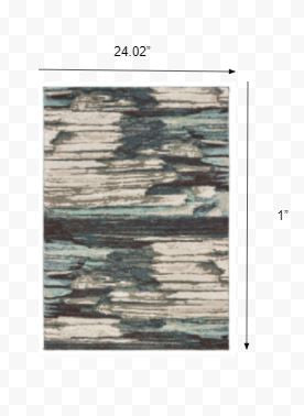 5' X 7' Ivory Blue Gray Abstract Layers Indoor Area Rug