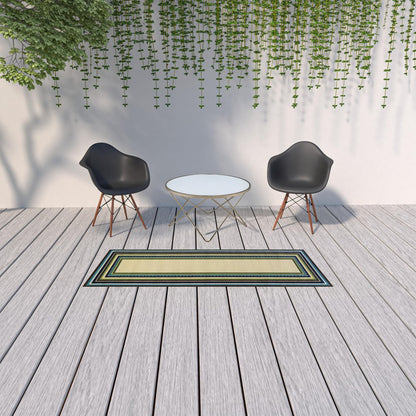 8' X 13' Ivory And Blue Striped Indoor Outdoor Area Rug