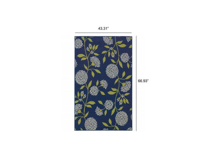 8' X 13' Blue And Green Floral Indoor Outdoor Area Rug