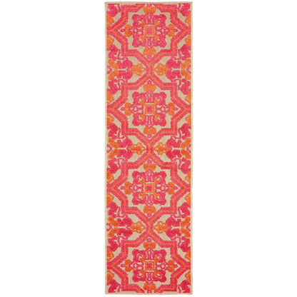 7' X 10' Pink And Orange Moroccan Indoor Outdoor Area Rug