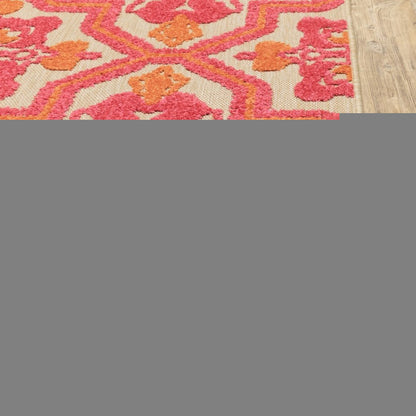 5' X 8' Pink And Orange Moroccan Indoor Outdoor Area Rug