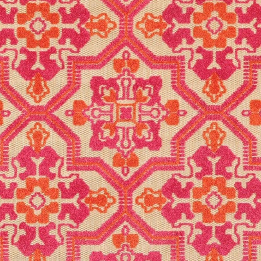 7' X 10' Pink And Orange Moroccan Indoor Outdoor Area Rug