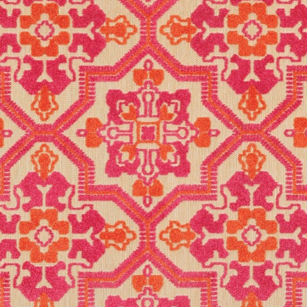 5' X 8' Pink And Orange Moroccan Indoor Outdoor Area Rug