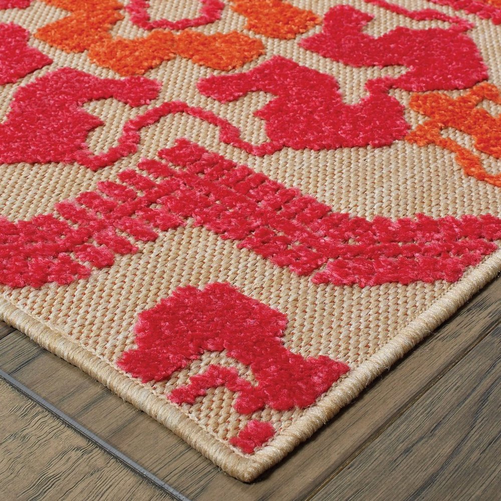 5' X 8' Pink And Orange Moroccan Indoor Outdoor Area Rug