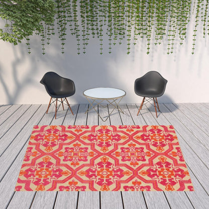 5' X 8' Pink And Orange Moroccan Indoor Outdoor Area Rug