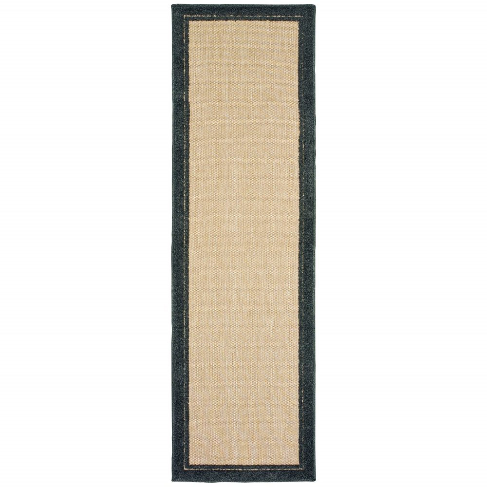 4' X 5' Beige And Black Indoor Outdoor Area Rug