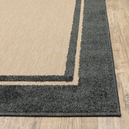 8' Beige And Black Indoor Outdoor Area Rug