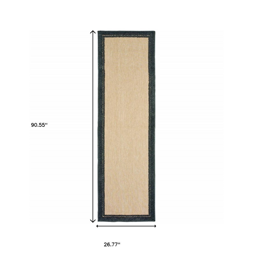 4' X 5' Beige And Black Indoor Outdoor Area Rug