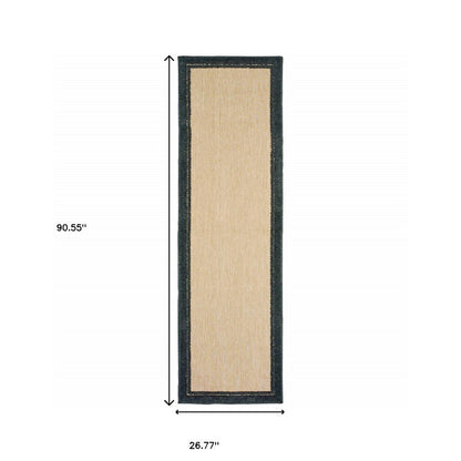 4' X 5' Beige And Black Indoor Outdoor Area Rug