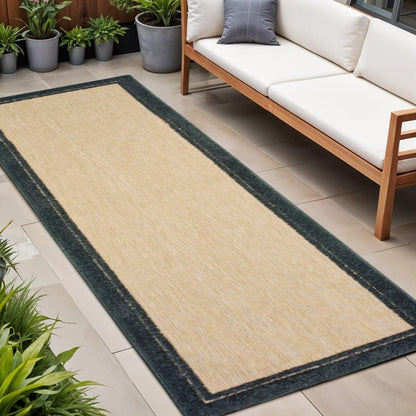 4' X 5' Beige And Black Indoor Outdoor Area Rug