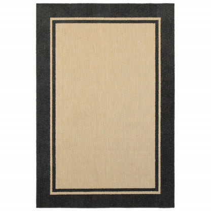 4' X 5' Beige And Black Indoor Outdoor Area Rug