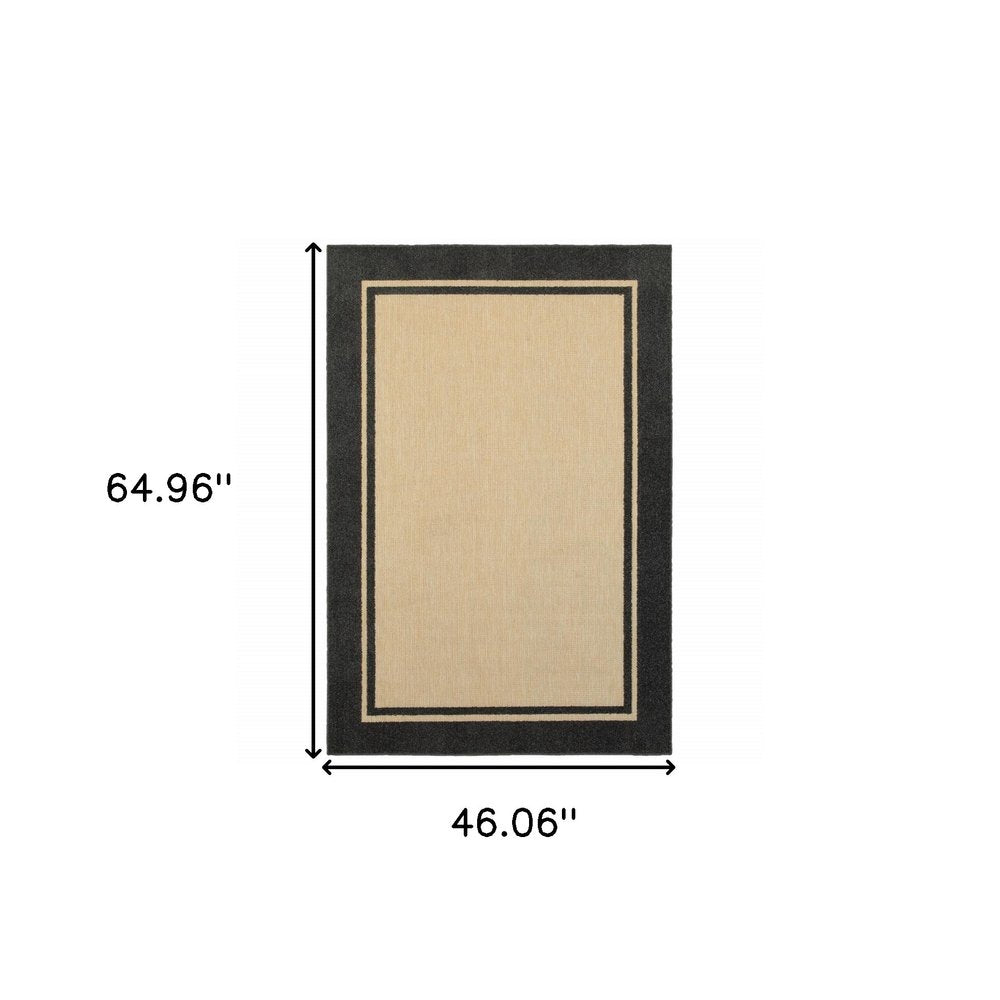 8' Beige And Black Indoor Outdoor Area Rug