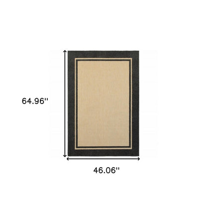 8' Beige And Black Indoor Outdoor Area Rug
