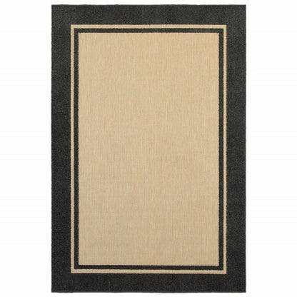 4' X 5' Beige And Black Indoor Outdoor Area Rug