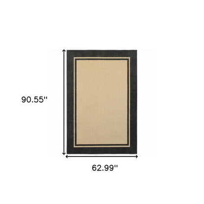 7' X 10' Beige And Black Indoor Outdoor Area Rug