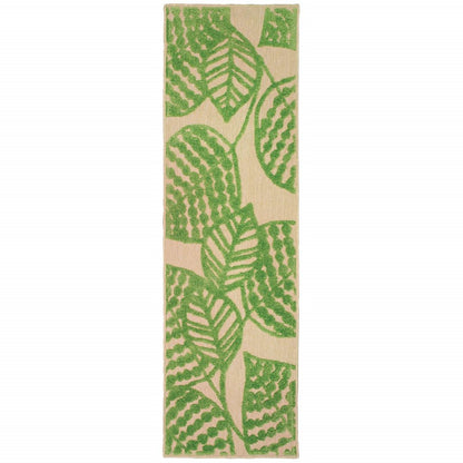 8' Green Floral Indoor Outdoor Area Rug