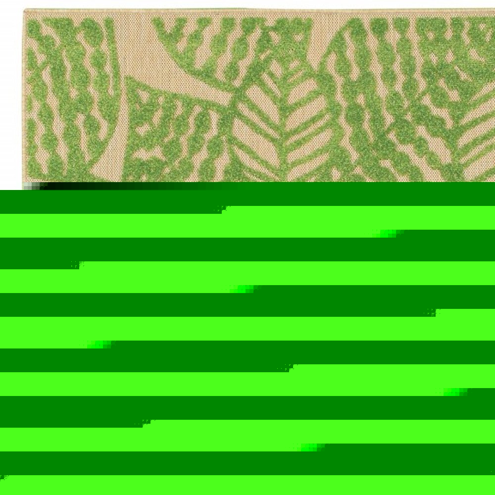 8' Green Floral Indoor Outdoor Area Rug