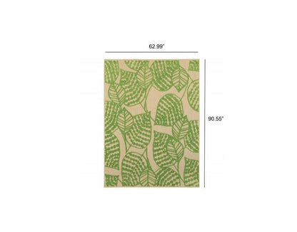 8' Green Floral Indoor Outdoor Area Rug