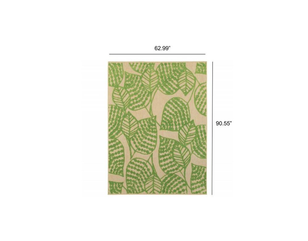 8' Green Floral Indoor Outdoor Area Rug