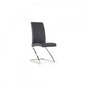 Set of Two Gray and Silver Upholstered Faux Leather Dining Side Chairs