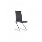 Set of Two Gray and Silver Upholstered Faux Leather Dining Side Chairs