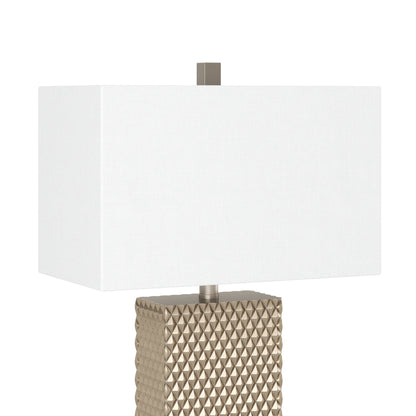 Set of Two 29" Gold Waffle Table Lamps With White Shade