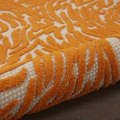 3' X 4' Orange And Ivory Abstract Indoor Outdoor Area Rug