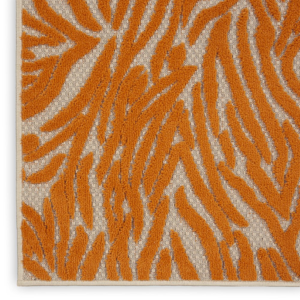 3' X 4' Orange And Ivory Abstract Indoor Outdoor Area Rug