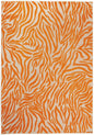3' X 4' Orange And Ivory Abstract Indoor Outdoor Area Rug