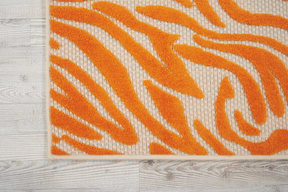 3' X 4' Orange And Ivory Abstract Indoor Outdoor Area Rug