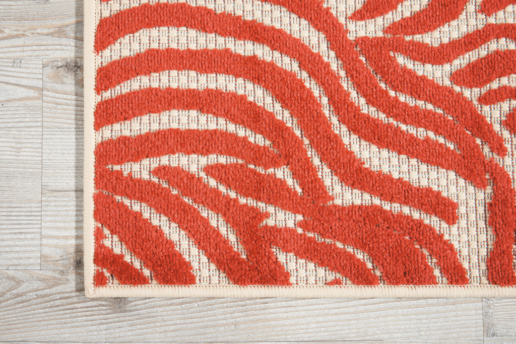 3' X 4' Orange And Ivory Abstract Indoor Outdoor Area Rug