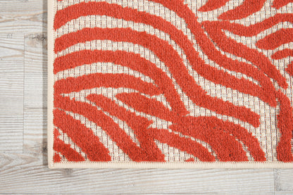 3' X 4' Orange And Ivory Abstract Indoor Outdoor Area Rug