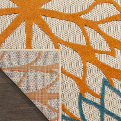 3' X 4' Orange And Ivory Abstract Indoor Outdoor Area Rug