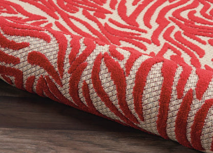 3' X 4' Orange And Ivory Abstract Indoor Outdoor Area Rug