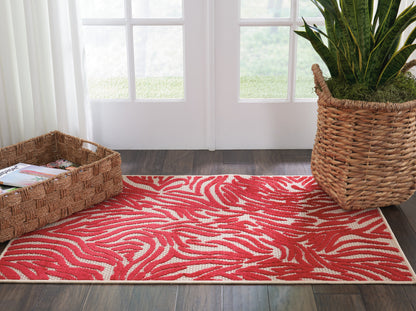 3' X 4' Orange And Ivory Abstract Indoor Outdoor Area Rug