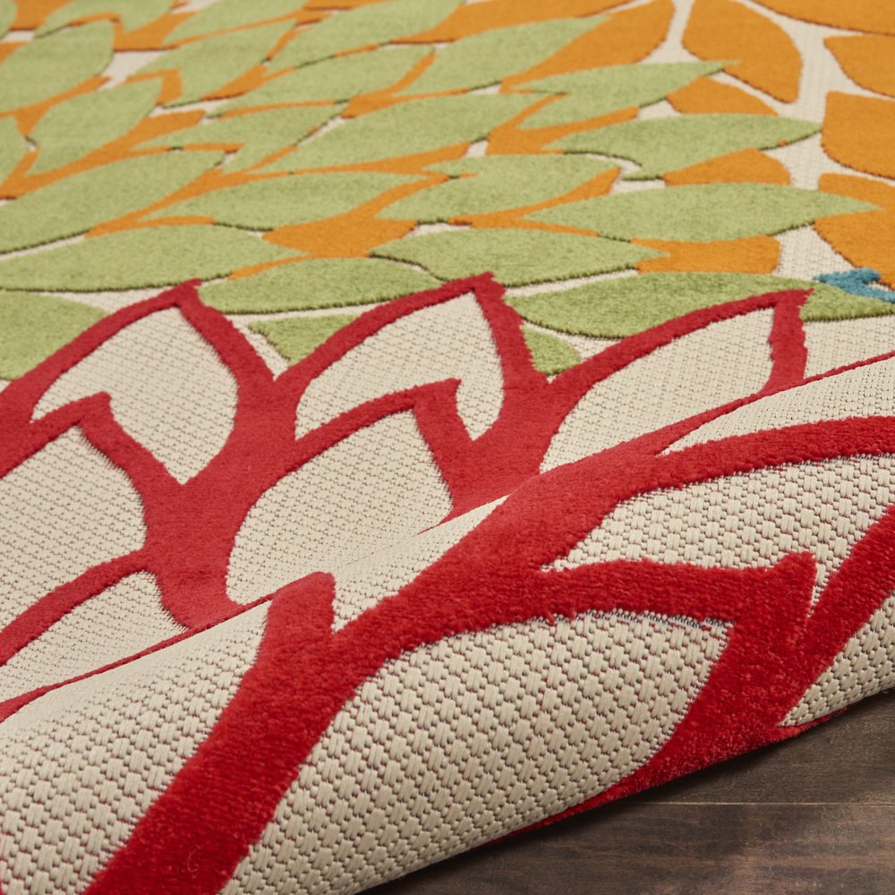 3' X 4' Orange And Ivory Abstract Indoor Outdoor Area Rug